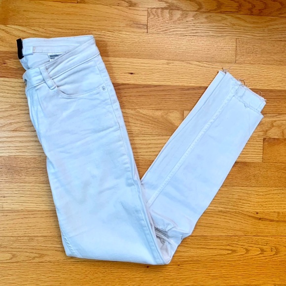 H&M Denim - White Distressed Skinny Jeans